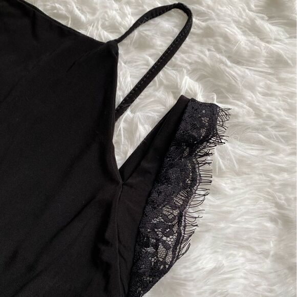 Prettylittlething Maxi Dress Black High Slit Thin Lightweight Sexy FLAWED New - Picture 7 of 14
